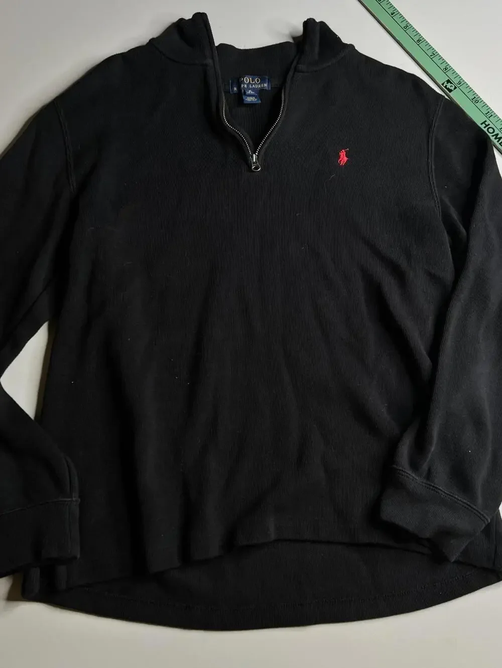 Polo Ralph Lauren‎ Sweatshirt Boys 18-20 Black 1/4 Zip Mock Neck Pullover Logo